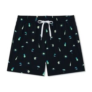 Tropical Print Swim Trunks Pineapple Fish Resort Beach Vacation Short Mens M NWT